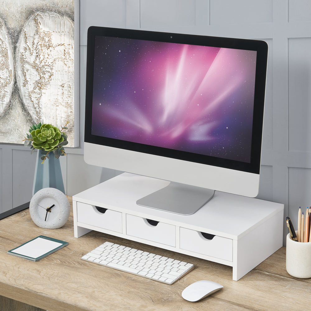 Supporto per monitor Ruovesi 12x51x25cm bianco [en.casa] - premiumXL