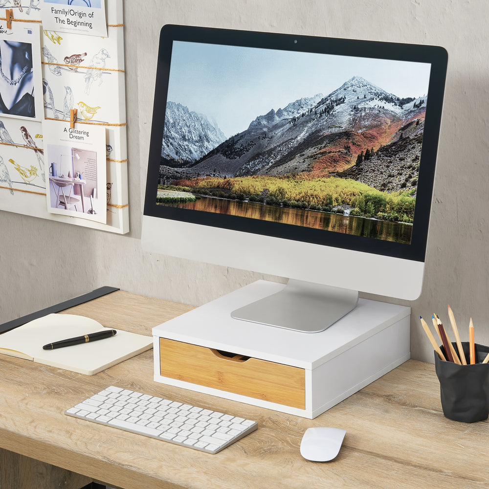 Cassettiera Vieremä 9x30x31cm Bianco/Effetto bambù [en.casa] - premiumXL