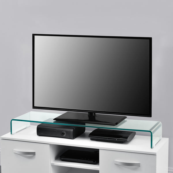 Supporto di Rialzo Monitor/TV/PC Portatile Mobile in Vetro Base per Schermi
