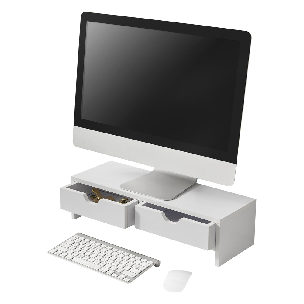 Supporto per monitor Mänttä con 2 cassetti 50x18x13cm in diversi colori [en.casa] - premiumXL