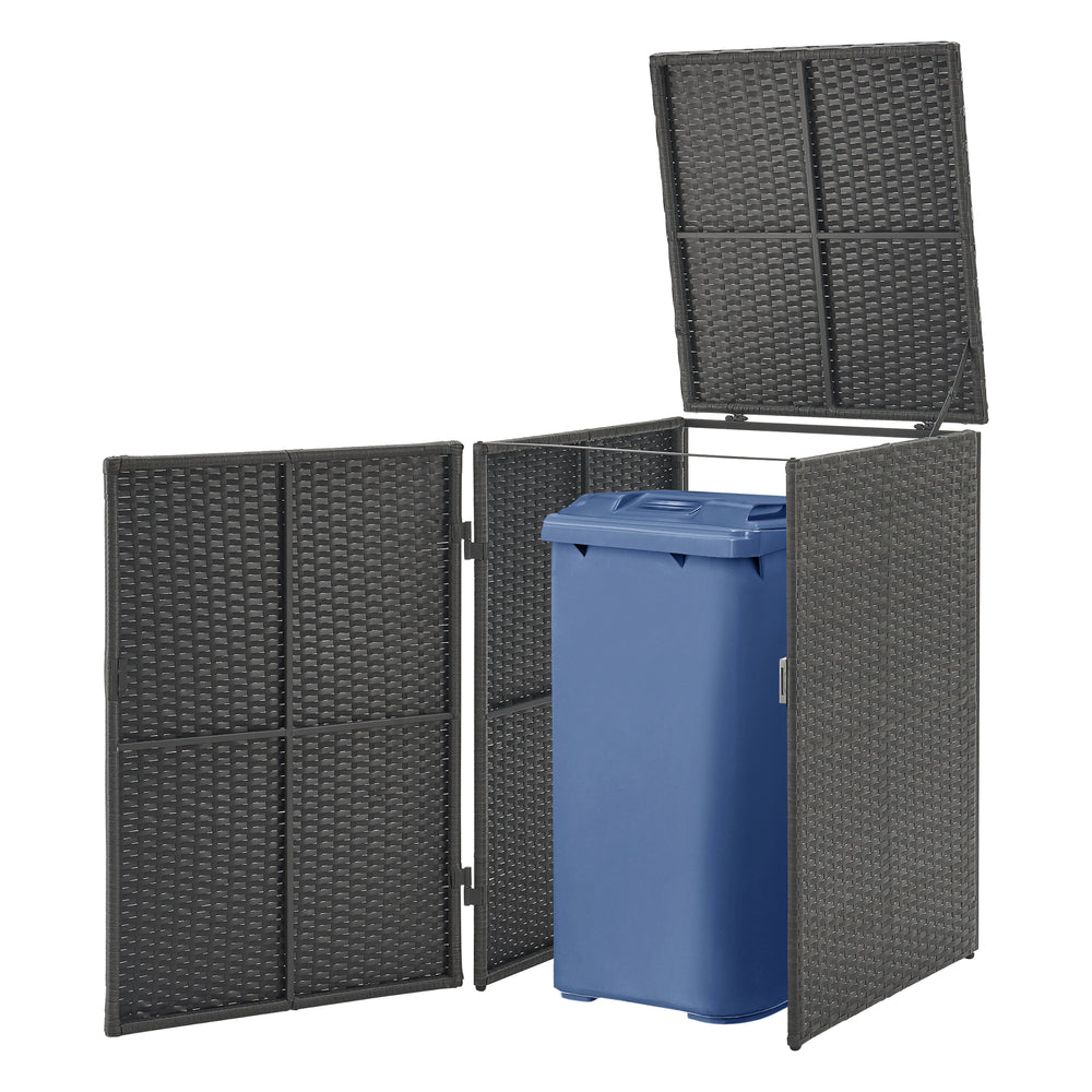 Cache-poubelle Widnau pour 1/2 poubelles polyrattan gris foncé [en.casa] - premiumXL