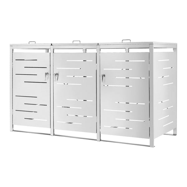 Mülltonnen Verkleidung Fahrenwalde für 1/2/3 Tonnen Edelstahl Silber [en.casa]