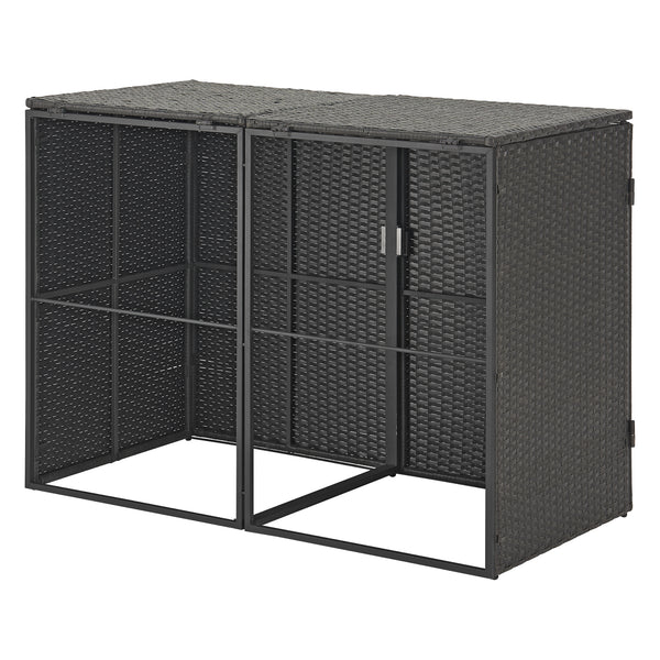 Mülltonnen Verkleidung Widnau für 1/2 Mülltonnen Polyrattan Dunkelgrau [en.casa]