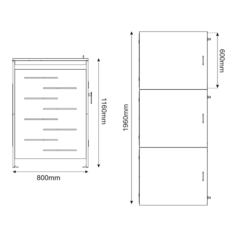 Croquis coté Cache-poubelle Bernalda acier galvanisé anthracite casa.pro