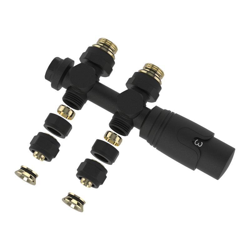 Schizzo in scala Kit Gloppen Valvole Termostatiche Multiblock per Termoarredi Bitubi - Vari Colori [neu.haus] 