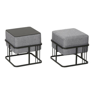Set 2 Pouf TAS Reversibili Impilabili Seduta Imbottita e Piano Rigido [en.casa] 