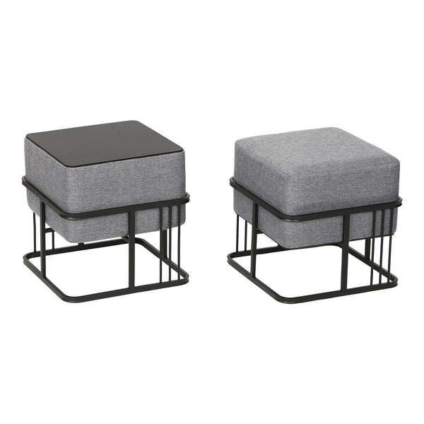 Set 2 Pouf TAS Reversibili Impilabili Seduta Imbottita e Piano Rigido [en.casa] 