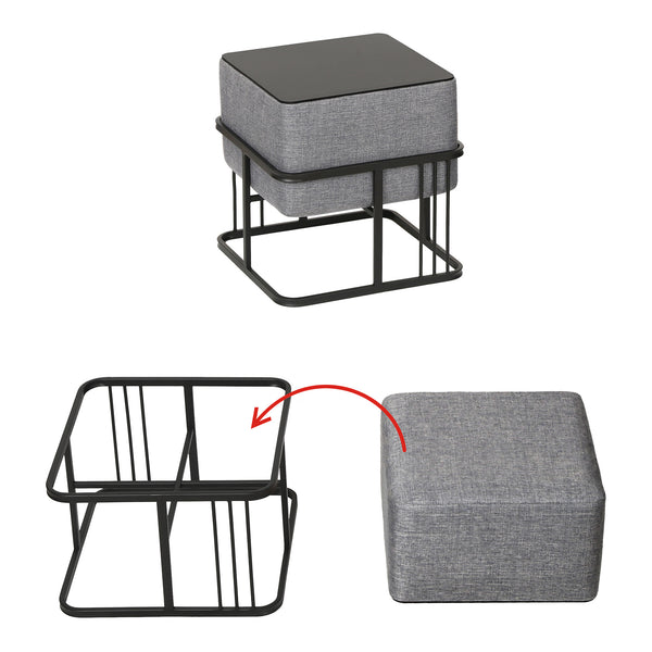 Set 2 Pouf TAS Reversibili Impilabili Seduta Imbottita e Piano Rigido [en.casa] 