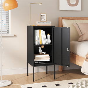 Nachtschrank Hausjärvi 82x35x35 cm Türgriff links Stahl [en.casa]