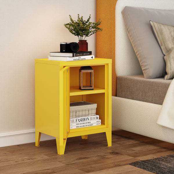 Nachtschrank Inari Türgriff rechts Stahl [en.casa]