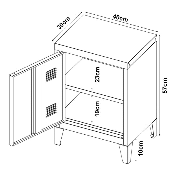 Nachtschrank Inari Türgriff rechts Stahl [en.casa]