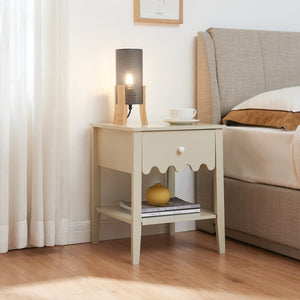 Comodino Luspoo 50 x 40 x 40 cm - Bianco Crema [en.casa]