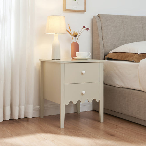 Comodino Luspoo 50 x 40 x 40 cm - Bianco Crema [en.casa]