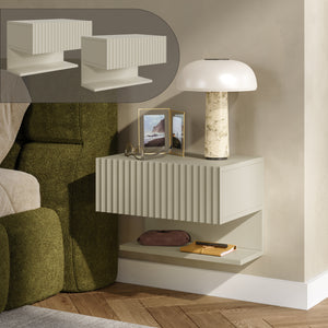 Set di 2 Comodini Sospesi Nand Mobili Notte da Parete con Cassetto [en.casa]