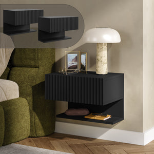 Set di 2 Comodini Sospesi Nand Mobili Notte da Parete con Cassetto [en.casa]