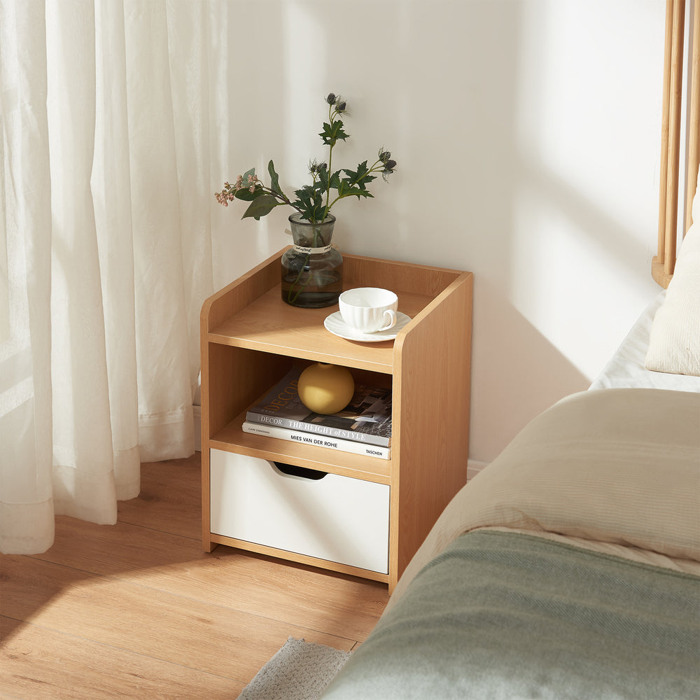 Table de chevet Bordkak 45 x 36 x 34 cm effet chêne blanc [en.casa]