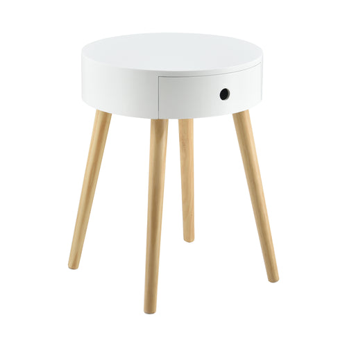 Table de chevet Aurich 50x38x38 cm avec tiroir design rétro blanc en.casa - premiumXL
