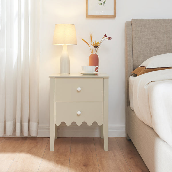 Comodino Luspoo 50 x 40 x 40 cm - Bianco Crema [en.casa]