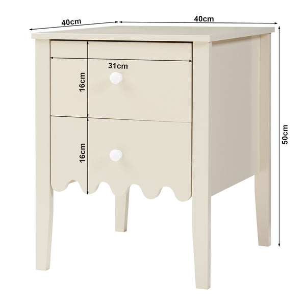 Comodino Luspoo 50 x 40 x 40 cm - Bianco Crema [en.casa]
