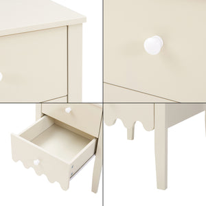 Comodino Luspoo 50 x 40 x 40 cm - Bianco Crema [en.casa]