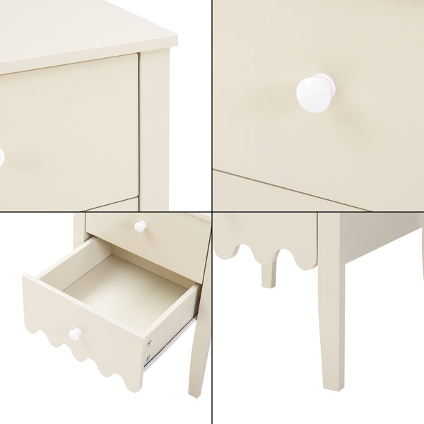 Comodino Luspoo 50 x 40 x 40 cm - Bianco Crema [en.casa]