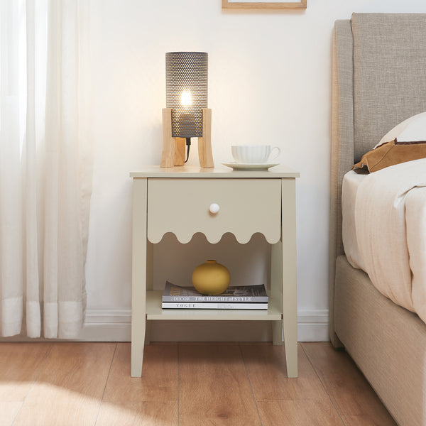Comodino Luspoo 50 x 40 x 40 cm - Bianco Crema [en.casa]