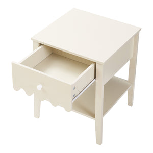 Comodino Luspoo 50 x 40 x 40 cm - Bianco Crema [en.casa]