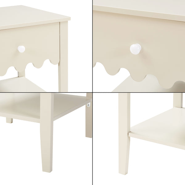 Comodino Luspoo 50 x 40 x 40 cm - Bianco Crema [en.casa]