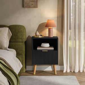 Comodino con Cassetto e Vano Aperto in Set o Singolare [en.casa] 