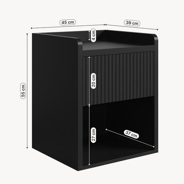 Comodino Nand con Cassetto e Vano Aperto 55x49x39 [en.casa] 