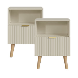 Comodino con Cassetto e Vano Aperto in Set o Singolare [en.casa] 