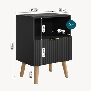 Comodino con Cassetto e Vano Aperto in Set o Singolare [en.casa] 