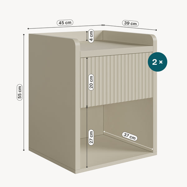 Comodino Nand con Cassetto e Vano Aperto 55x49x39 [en.casa] 