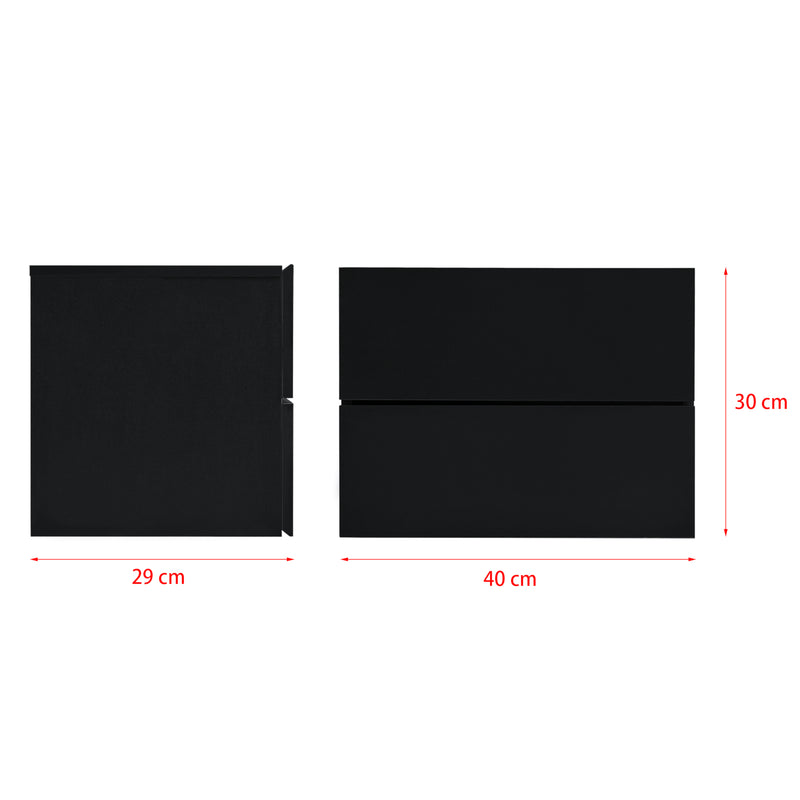 Schizzo in scala Comodino da Parete Ampfing con 2 Cassetti 40x29x30 cm [en.casa] 