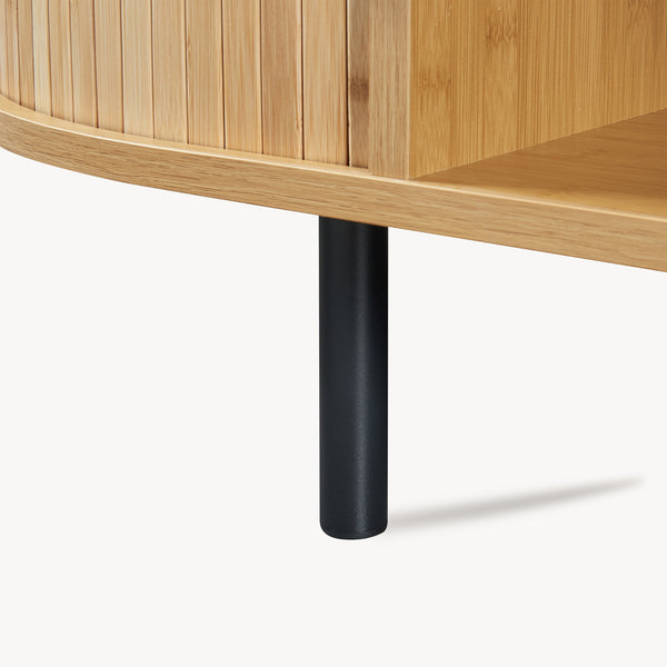 Tavolino Tvedestrand da Salotto con 2 Ante Scorrevoli in Bambù 120 x 55 x 40 cm [en.casa]