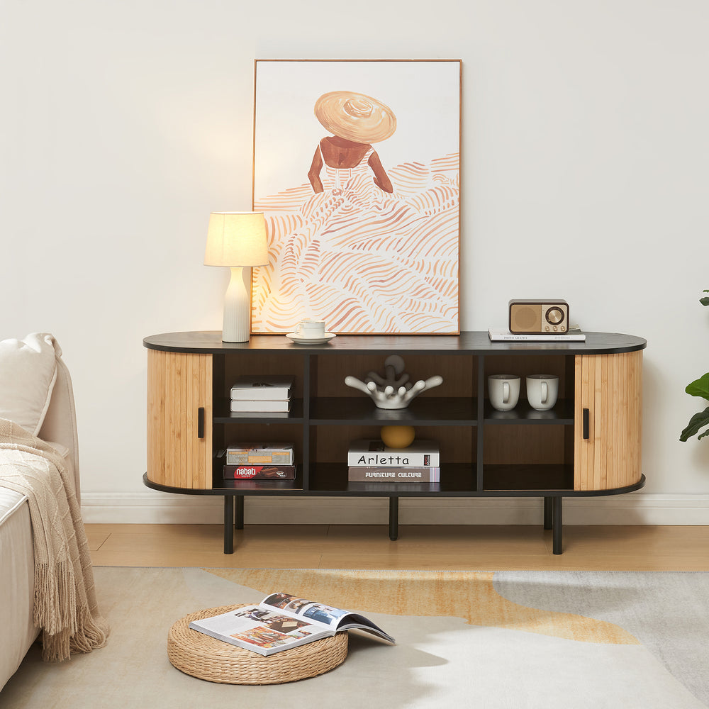 Meuble TV Tvedestrand bamboo 140 x 40 x 55 cm [en.casa]
