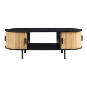 Tavolino Tvedestrand da Salotto con 2 Ante Scorrevoli in Bambù 120 x 55 x 40 cm [en.casa]