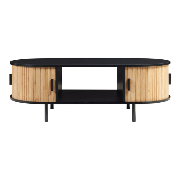 Tavolino Tvedestrand da Salotto con 2 Ante Scorrevoli in Bambù 120 x 55 x 40 cm [en.casa]