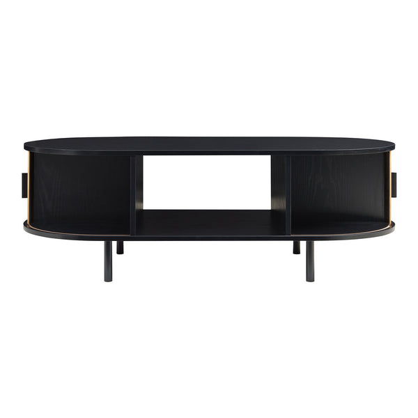 Tavolino Tvedestrand da Salotto con 2 Ante Scorrevoli in Bambù 120 x 55 x 40 cm [en.casa]