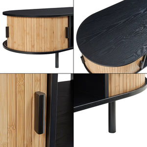 Tavolino Tvedestrand da Salotto con 2 Ante Scorrevoli in Bambù 120 x 55 x 40 cm [en.casa]