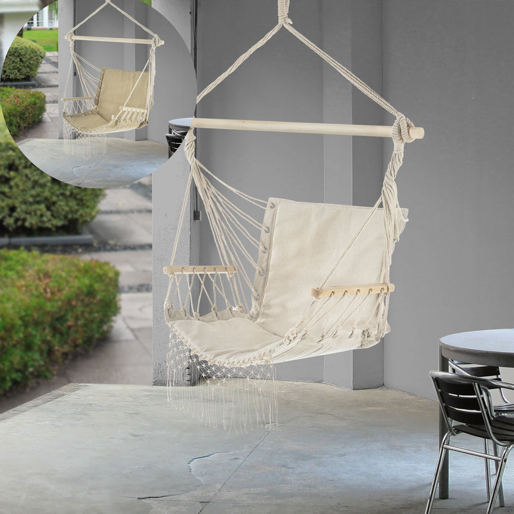 Fauteuil Suspendu à Franges Bahia Jusqu'à 150 kg 120 x 100 x 65 cm [casa.pro]