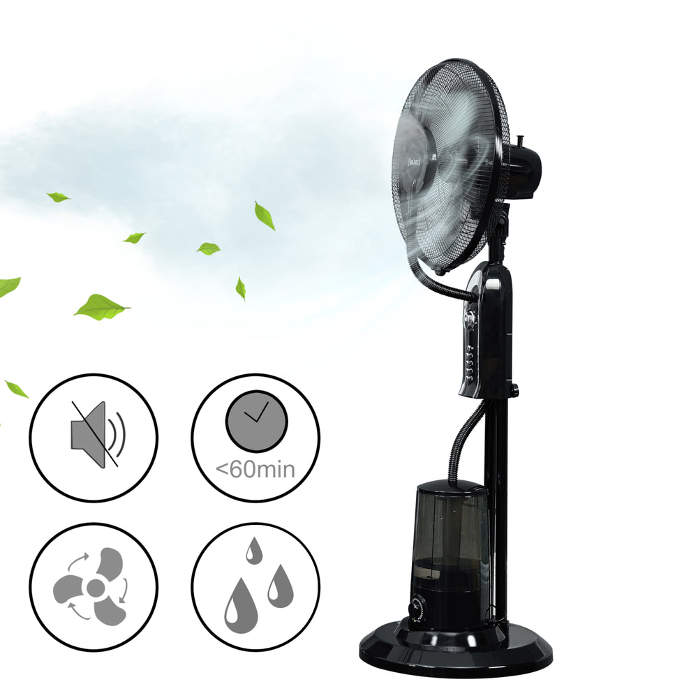 Ventilateur Humidificateur Silencieux sur Pied avec Minuteur Diamètre 40 cm Plastique 125 cm Noir [in.tec]