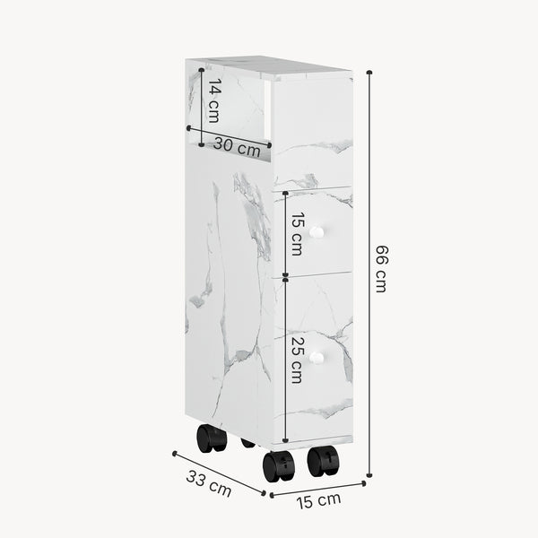 Mobile da Bagno Broreynna a Rotelle con 2 Cassetti 66 x 15 x 33 cm [en.casa]