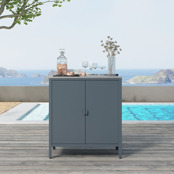Armoire de jardin Bolognano acier laqué 92 x 80 x 50 cm casa.pro
