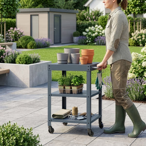 Outdoor Servierwagen Bolognano Stahl 81x50x50 cm [casa.pro]