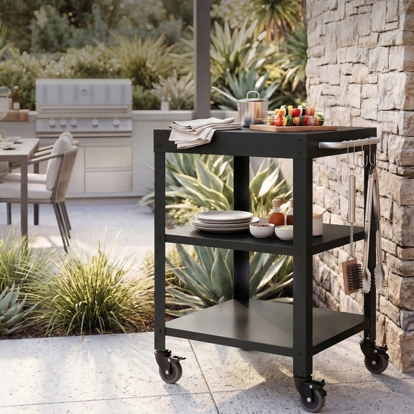 Outdoor Servierwagen Bolognano Stahl 81x50x50 cm [casa.pro]