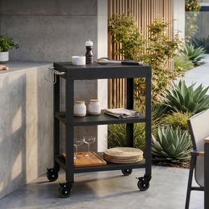 Outdoor Servierwagen Bolognano Stahl 81x50x50 cm [casa.pro]