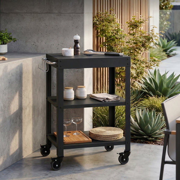 Outdoor Servierwagen Bolognano Stahl 81x50x50 cm [casa.pro]