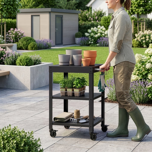 Outdoor Servierwagen Bolognano Stahl 81x50x50 cm [casa.pro]