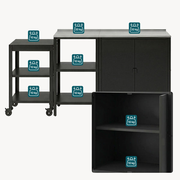 Outdoorset Bolognano Standregal Schrank und Servierwagen [casa.pro]